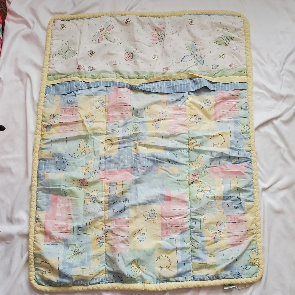 Vintage Lambs And Ivy Patchwork Quilt Butterfly Ladybug Dragonfly Pastel Baby‎